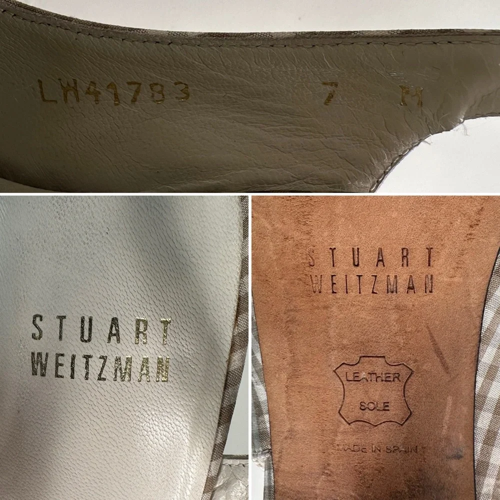 Stuart Weitzman Gingham Slingback Heels 7M | Platform Peep Toe Floral Bow - Picture 14 of 14